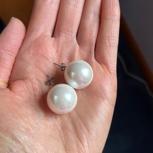 Big pearl stud earrings